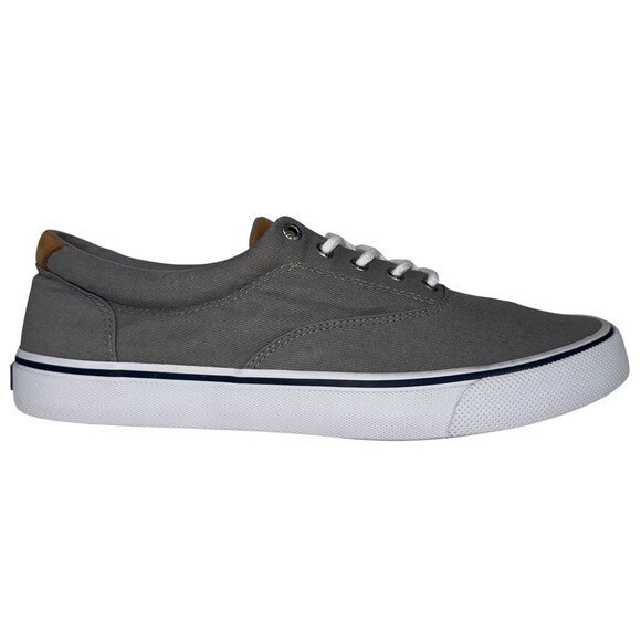 Sperry Stiper II CVO Sneaker Size 12 Light Gray Canvas Top-Sider Shoes Salt Wash - Picture 1 of 7